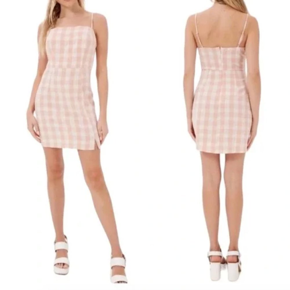 NWT Nordstrom BP Gingham Plaid Pastel Pink Mini Dress - Plus Size